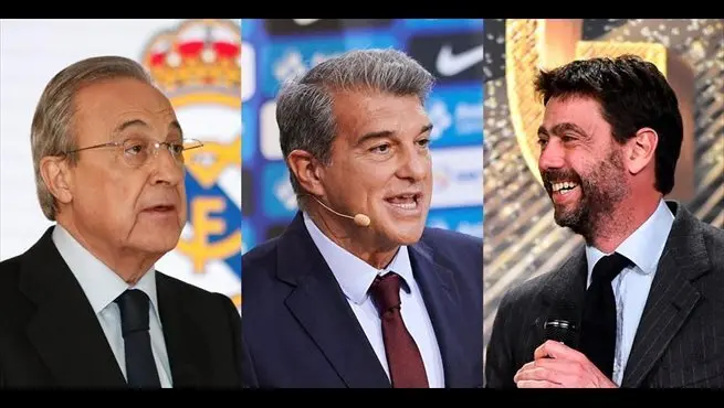 Archivo - Florentino P&eacute;rez, Joan Laporta y Andrea Agnelli - AFP7/EUROPA PRESS/DPA - Archivo