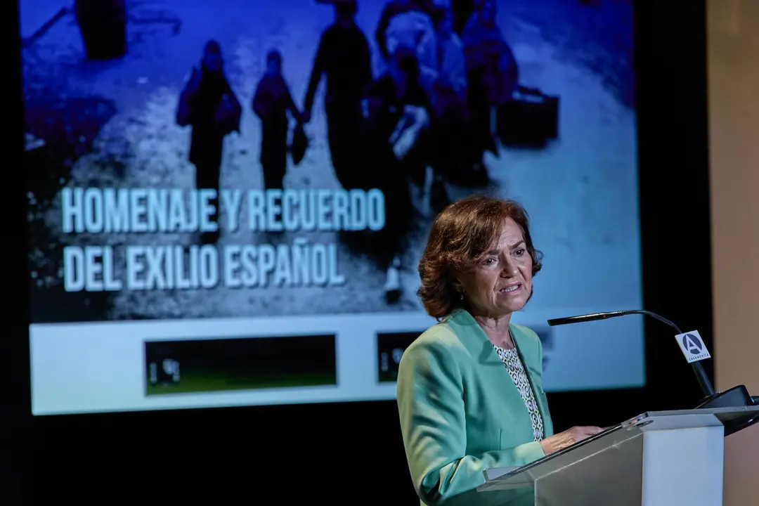 La vicepresidenta primera del Gobierno y ministra de Presidencia, Relaciones con las Cortes y Memoria Democr&aacute;tica, Carmen Calvo