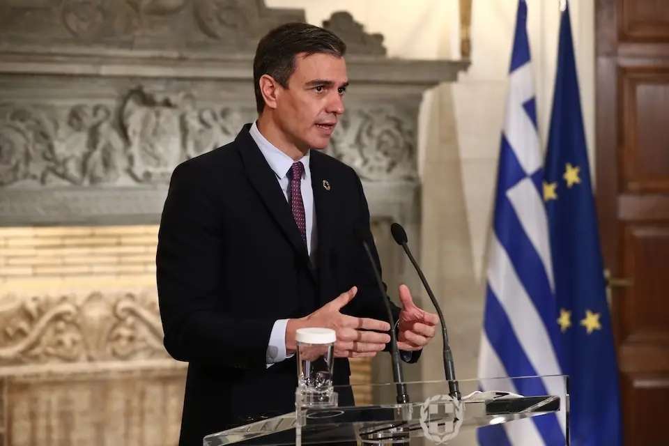 El presidente del Gobierno, Pedro S&aacute;nchez, en Atenas (Grecia), tras su reuni&oacute;n con el primer ministro griego, Kyriacos Mitsotakis
POOL MONCLOA/FERNANDO CALVO
10/5/2021