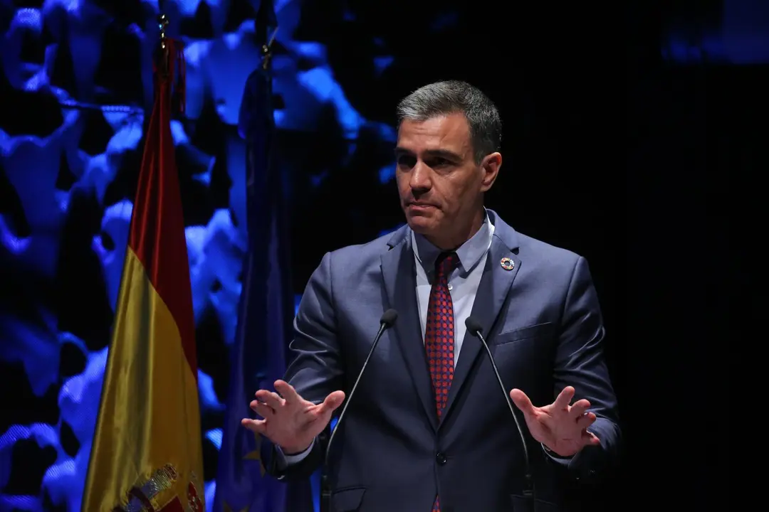 El presidente del Gobierno, Pedro S&aacute;nchez, interviene en la inauguraci&oacute;n del IV Congreso Iberoamericano del Consejo Empresarial Alianza por Iberoam&eacute;rica (CEAPI), a 17 de mayo de 2021, en Madrid