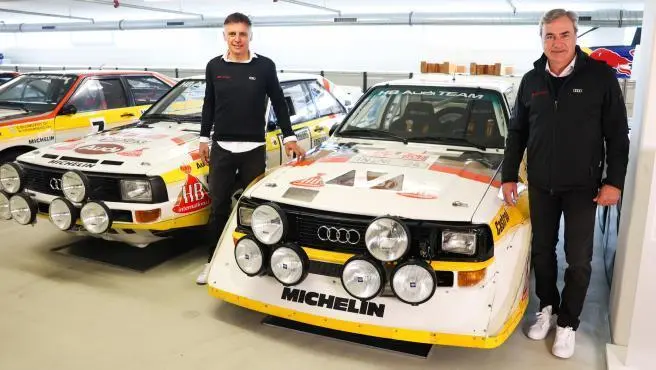 Carlos Sainz y Lucas Cruz, junto al m&iacute;tico Audi Quattro de la Serie BAudi Sport