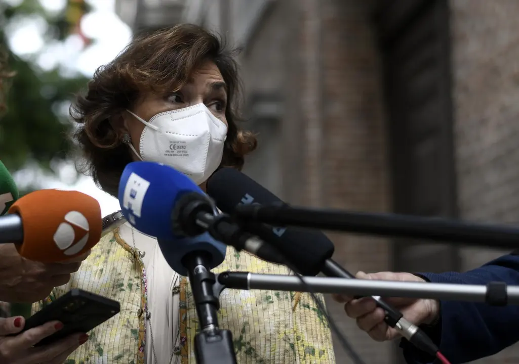La vicepresidenta primera del Gobierno, ministra de la Presidencia, Relaciones con las Cortes y Memoria Democr&aacute;tica, Carmen Calvo