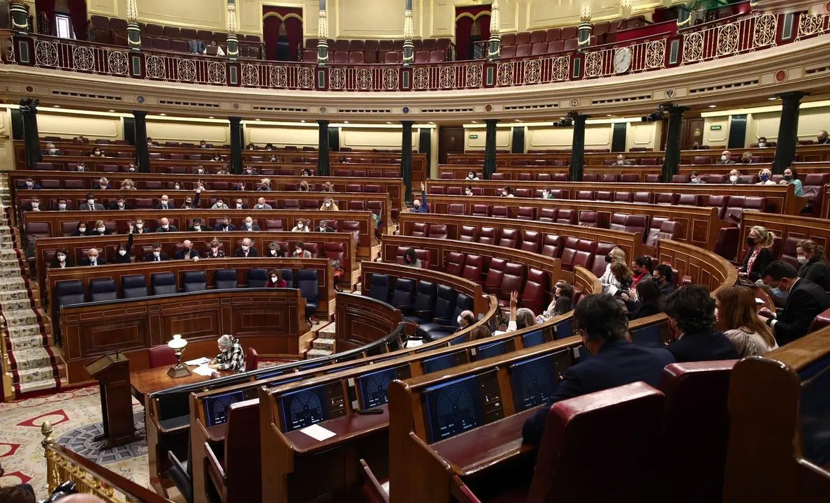 Archivo - Miembros del hemiciclo durante una sesi&oacute;n plenaria en el Congreso 