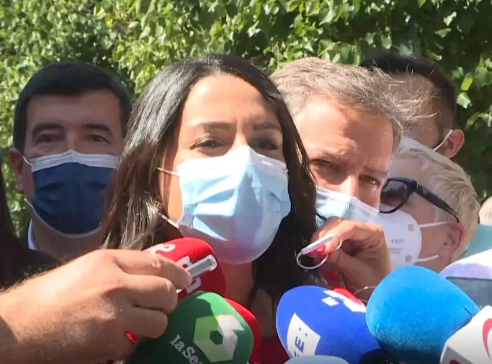 In&eacute;s Arrimadas asiste a la manifestaci&oacute;n contra los indultos, en Madrid (Espa&ntilde;a) a 13 de julio de 2021.
