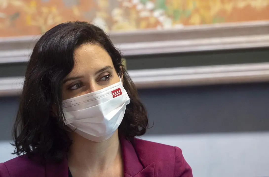 La presidenta en funciones de la Comunidad de Madrid, Isabel D&iacute;az Ayuso, durante una reuni&oacute;n con la presidenta de la Asamblea de Madrid, a 14 de junio de 2021, en Madrid (Espa&ntilde;a). 