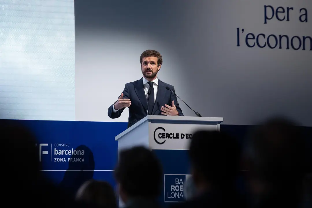 El presidente del PP, Pablo Casado, interviene en la Reuni&oacute;n Anual del Cercle d'Economia en Barcelona.