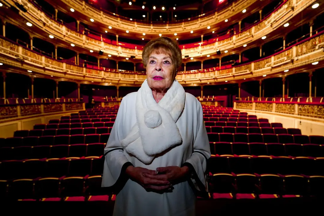 La actriz Gemma Cuervo durante una entrevista para Europa Press en el Teatro Mar&iacute;a Guerrero