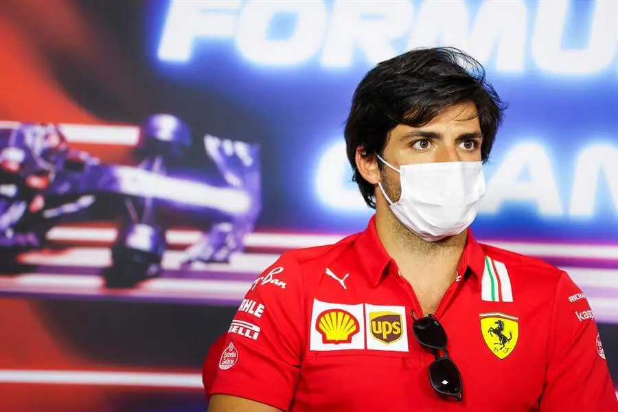 El piloto espa&ntilde;ol Carlos Sainz, de la Scuderia Ferrari, durante la rueda de prensa del Gran Premio de Francia 2021 de F&oacute;rmula Uno en el Circuito Paul Ricard de Le Castellet, Francia, el 17 de junio de 2021. (F&oacute;rmula Uno, Francia) EFE/EPA/Antonin Vincent / POOL