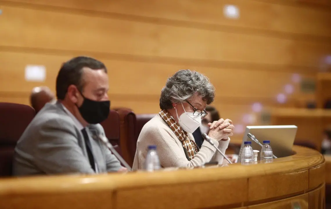Archivo - El diputado del PSPV-PSOE en el Congreso por la provincia de Val&egrave;ncia, Vicent Sarri&agrave;; y la administradora &uacute;nica de RTVE, Rosa Mar&iacute;a Mateo, en una comparecencia en la Comisi&oacute;n Mixta de Control Parlamentario de RTVE y sus Sociedades celebrada en l