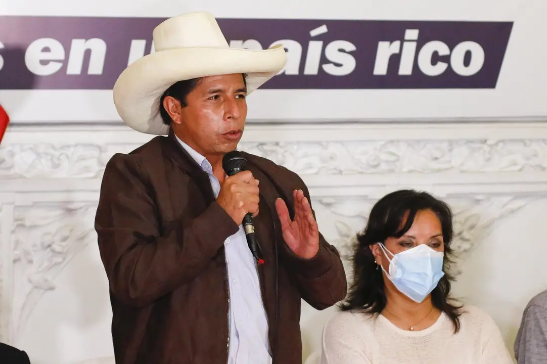El candidato presidencial peruano Pedro Castillo