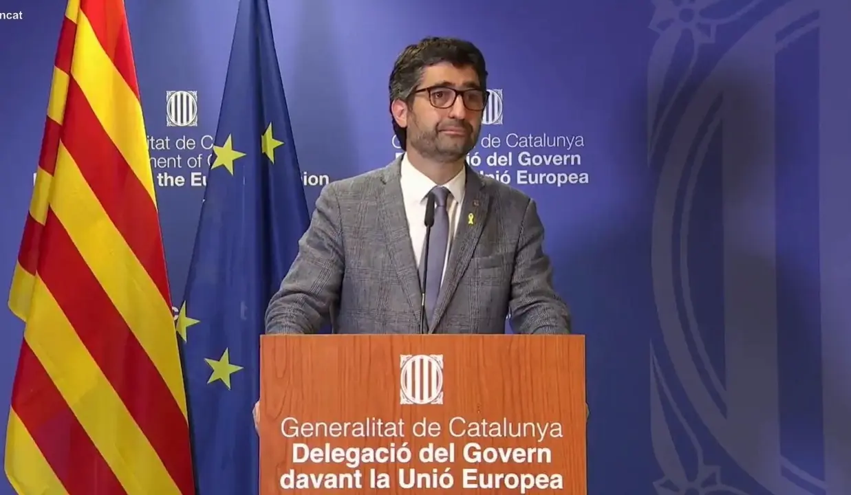 El vicepresidente de la Generalitat y conseller de Pol&iacute;ticas Digitales y Territorio, Jordi Puigner&oacute;, en rueda de prensa.