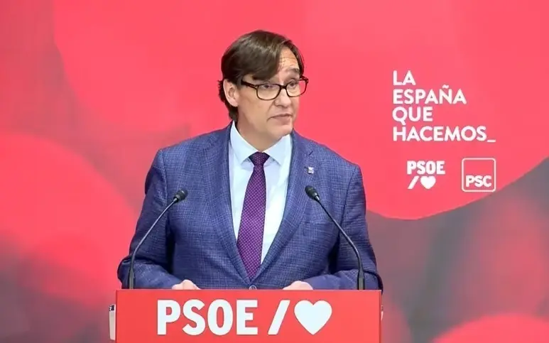 El l&iacute;der del PSC en el Parlament, Salvador Illa, en su intervenci&oacute;n en la clausura del acto telem&aacute;tico de presentaci&oacute;n de la Ponencia de Inclusi&oacute;n Social y Pol&iacute;ticas de Bienestar para el 40 Congreso Federal del PSOE, a 11 de junio de 2021.