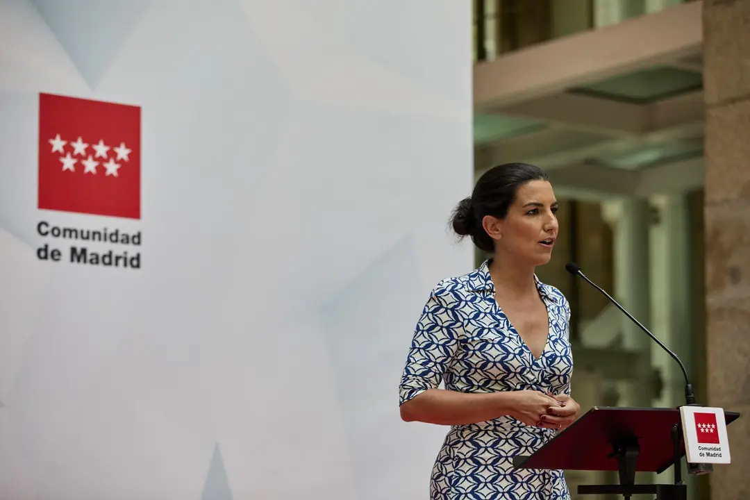 La l&iacute;der de Vox Madrid, Roc&iacute;o Monasterio, interviene en el acto de toma de posesi&oacute;n de la presidenta de la Comunidad de Madrid, en la Real Casa de Correos de la Puerta del Sol, a 19 de junio de 2021, en Madrid (Espa&ntilde;a). Ayuso se ha proclamado presidenta d