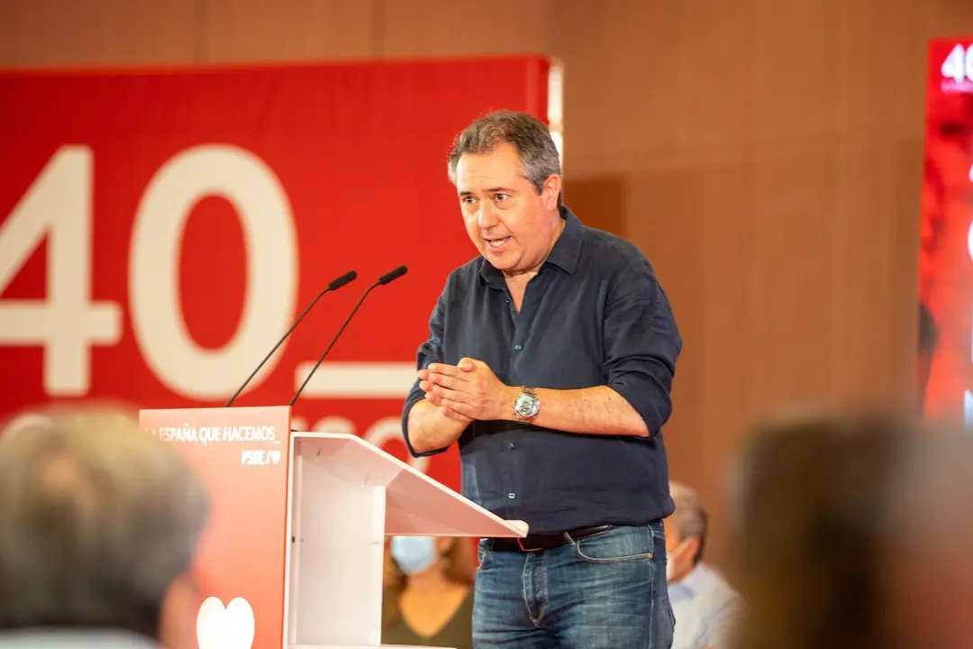 El candidato del PSOE-A a la presidencia de la Junta de Andaluc&iacute;a y alcalde de Sevilla, Juan Espadas, Interviene  en un acto centrado en el &aacute;rea de municipalismo de la Ponencia Marco del PSOE para su 40 Congreso a 20 de junio del 2021 en Sevilla, Andaluc&iacute;
