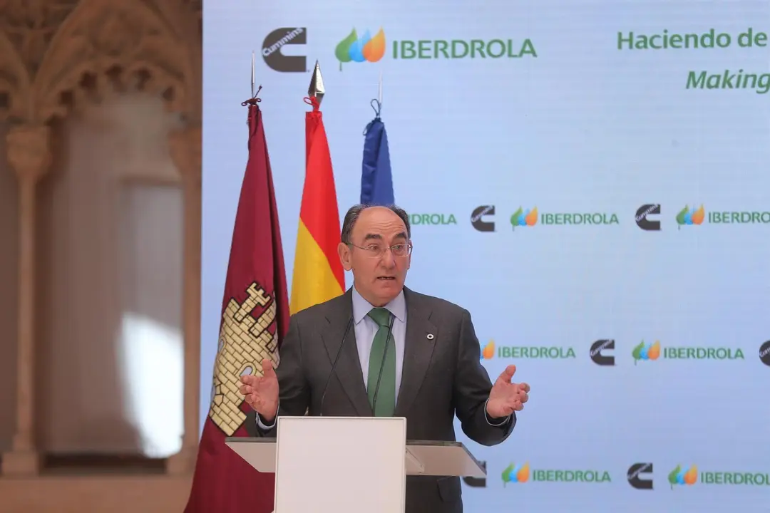 El presidente de Iberdrola, Ignacio S&aacute;nchez Gal&aacute;n durante la presentaci&oacute;n del acto 'Haciendo de Espa&ntilde;a un polo industrial del hidr&oacute;geno verde en Europa'