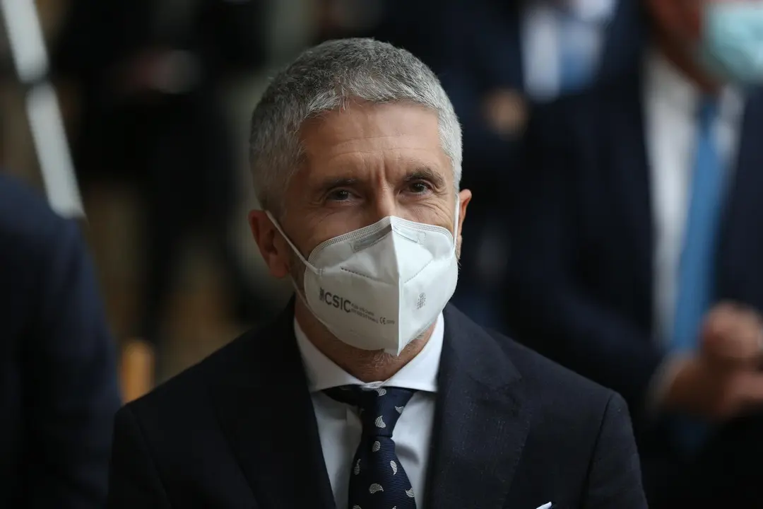 El ministro del Interior, Fernando Grande-Marlaska, durante la entrega del I Premio Rojana 'Alfredo P&eacute;rez Rubalcaba'