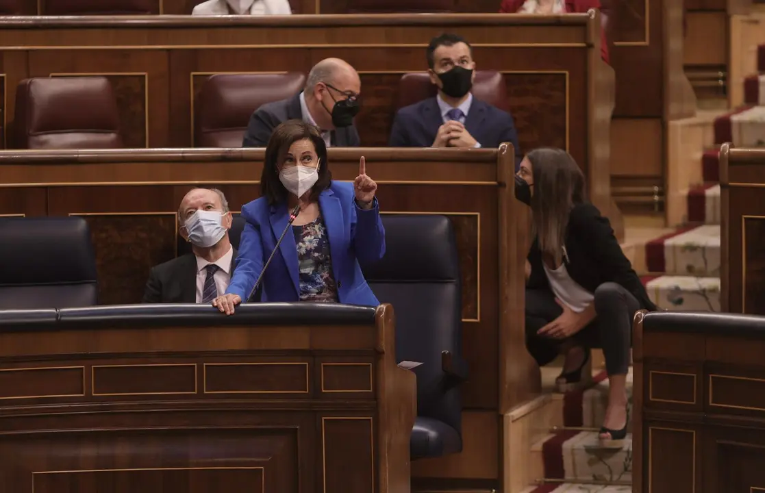 La ministra de Defensa, Margarita Robles, interviene en una sesi&oacute;n de control al Gobierno