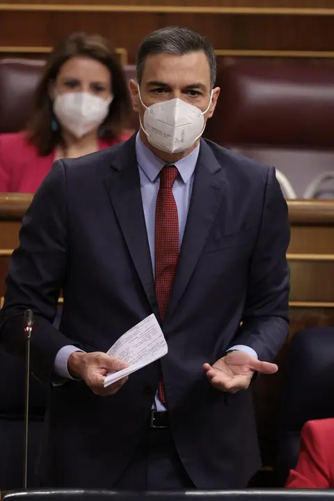 El presidente del Gobierno, Pedro S&aacute;nchez, interviene en una sesi&oacute;n de control al Gobierno en el Congreso de los Diputados, a 23 de junio de 2021.