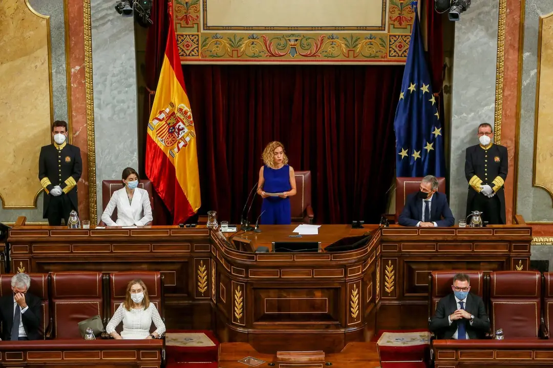 La presidenta del Congreso, Meritxell Batet, interviene en el acto en recuerdo y homenaje a las v&iacute;ctimas del terrorismo, en el Sal&oacute;n de Sesiones del Congreso de los Diputados, a 27 de junio de 2021.