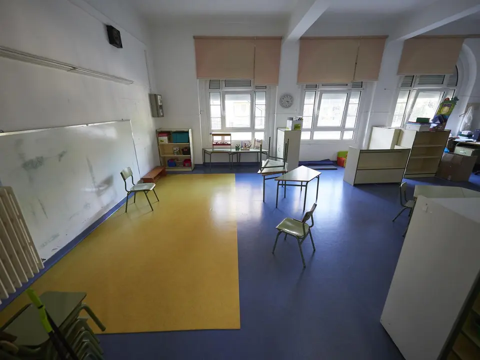 Archivo - Una clase del Colegio P&uacute;blico V&iacute;ctor Pradera en el primer d&iacute;a de colegio del curso escolar 2020-2021en Pamplona, Navarra (Espa&ntilde;a)