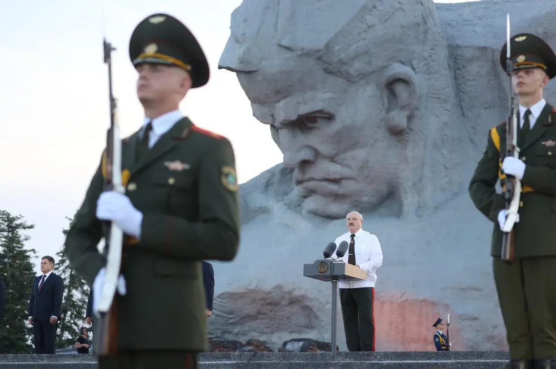 Alexander Lukashenko, presidente de Bielorrusia, durante un acto p&uacute;blico