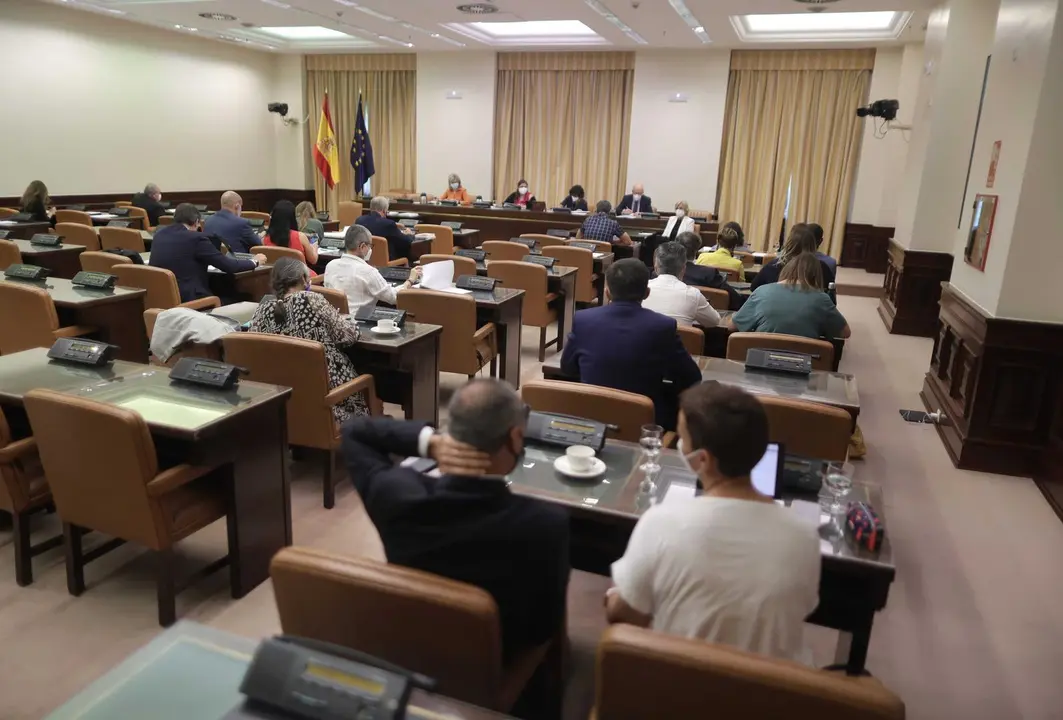 Asistentes participan en una Comisi&oacute;n de Cooperaci&oacute;n Internacional para el Desarrollo en el Congreso, a 16 de junio de 2021, en la Sala C&aacute;novas del Congreso de los Diputados, Madrid, (Espa&ntilde;a).