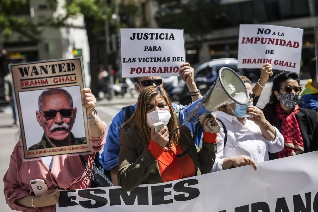 Archivo - Protesta contra el l&iacute;der del Frente Polisario, Brahim Ghali, en la Audiencia Nacional