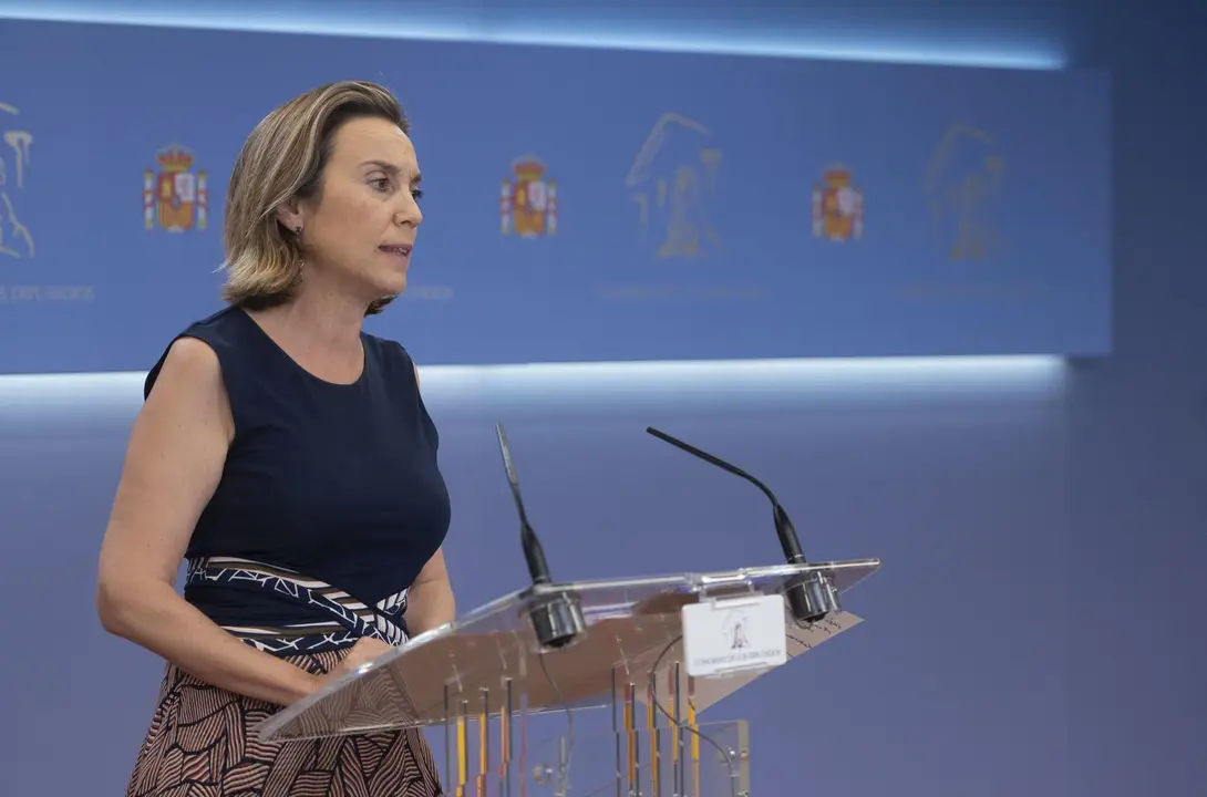La portavoz del PP en el Congreso de los Diputados, Cuca Gamarra, interviene en una rueda de prensa de Portavoces, a 29 de junio de 2021, en la Sala Constitucional del Congreso de los Diputados, Madrid, (Espa&ntilde;a).