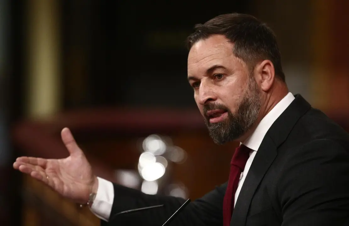 Archivo - El l&iacute;der de Vox, Santiago Abascal, en la tribuna del Congreso de los Diputados.