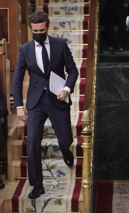 El l&iacute;der del PP, Pablo Casado, en el Pleno del Congreso que debate sobre los indultos a los condenados por el 'proc&eacute;s'. En Madrid, a 30 de junio de 2021, en Madrid, (Espa&ntilde;a). 