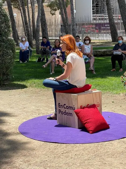 La l&iacute;der de los comuns en el Parlament, J&eacute;ssica Albiach, en un acto en Barcelona