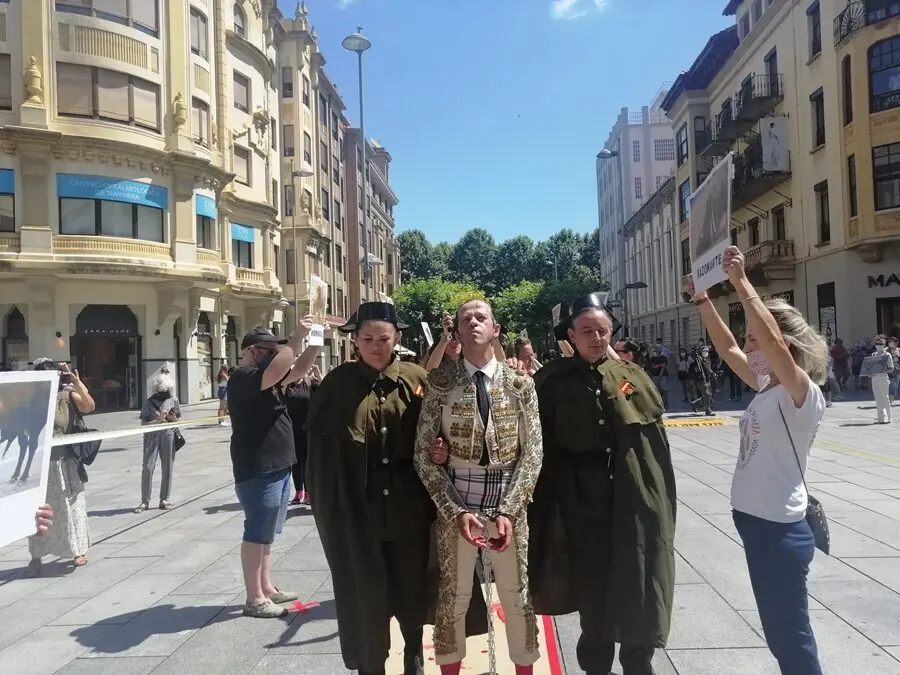 Acto contra la tauromaquia de Libertad Animal en Pamplona