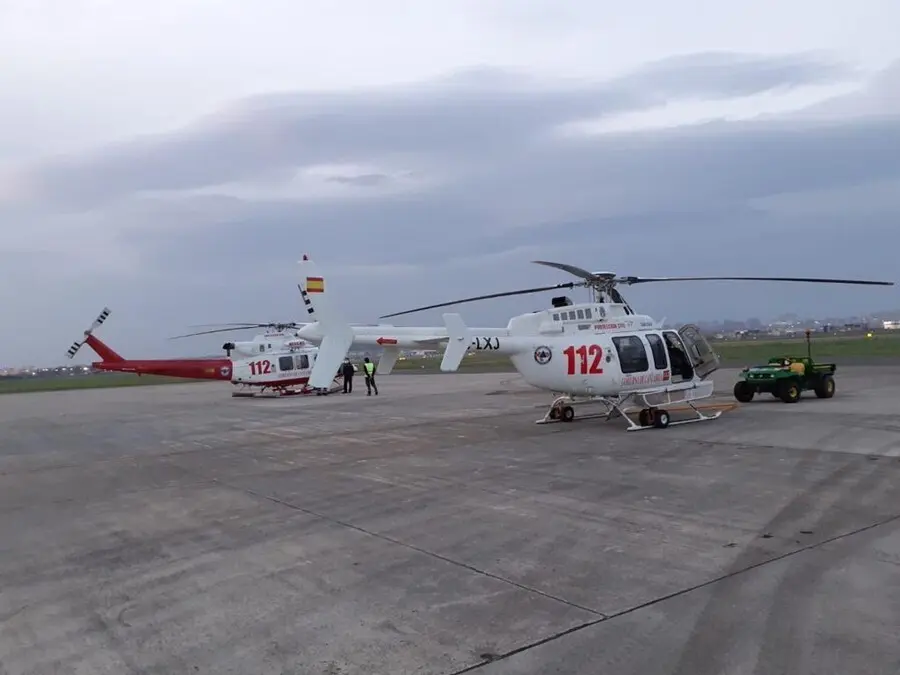 Helic&oacute;ptero del 112 en el aeropuerto 'Seve Ballesteros'
