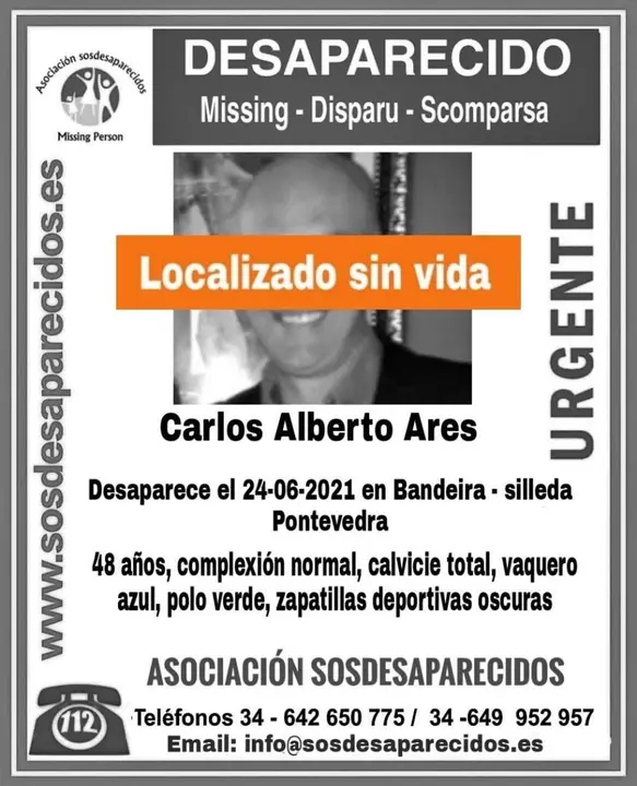 Desactivada la b&uacute;squeda de Carlos Alberto Ares tras ser hallado sin vida en Silleda (Pontevedra)