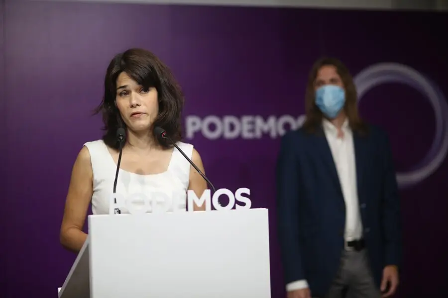 La exportavoz de Podemos en la Asamblea de Madrid Isa Serra interviene en una rueda de prensa tras conocer que el Supremo ratifica su condena a 19 meses de c&aacute;rcel, a 5 de julio de 2021, en Madrid, (Espa&ntilde;a). 