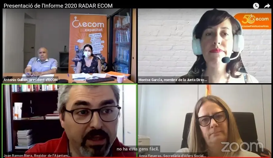 Presentaci&oacute;n telem&aacute;tica del informe 'Radar ECOM. Vulneraciones de Derechos y Discapacidad F&iacute;sica u org&aacute;nica', este lunes 5 de julio de 2021.