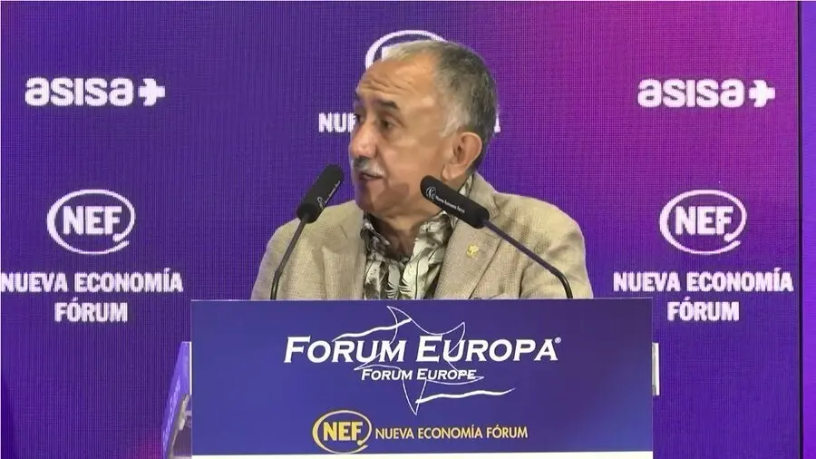 El secretario general de UGT, Pepe &Aacute;lvarez, en un desayuno de Nueva Econom&iacute;a Forum.