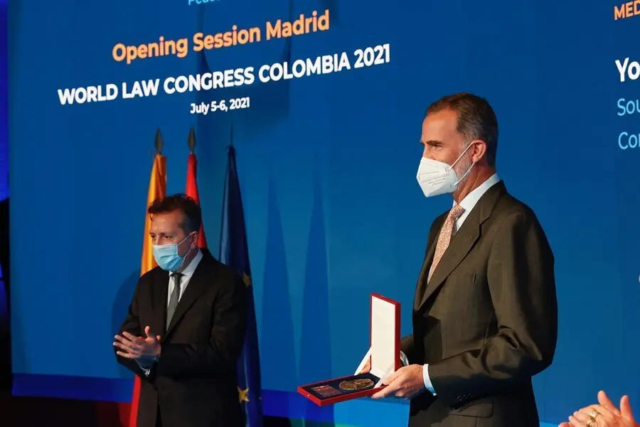 El Rey Felipe VI durante el acto de entrega de las medallas Ruth Bader Ginsburg concedidas por la World Jurist Association (WJA)