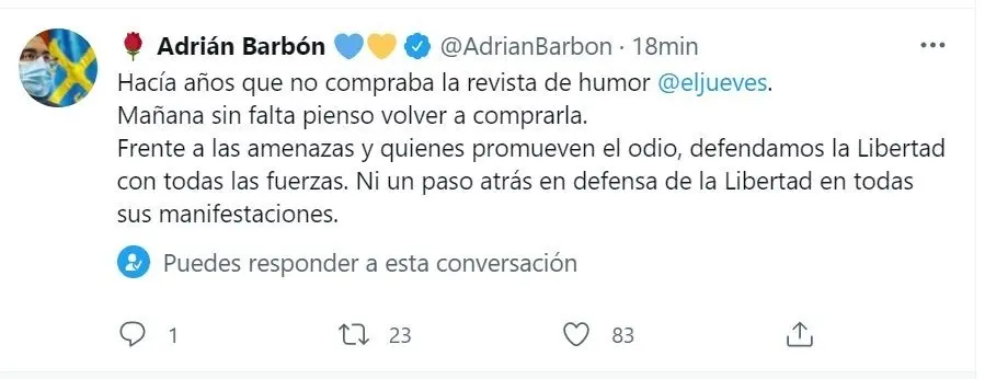 Twitter de Adri&aacute;n Barb&oacute;n.