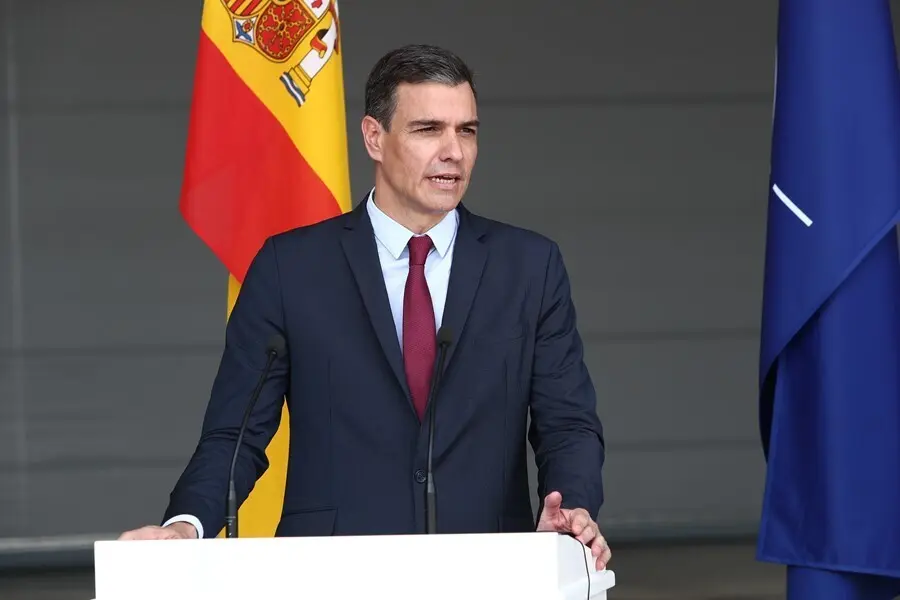 El presidente del Gobierno, Pedro S&aacute;nchez, durante su visita a Lituania