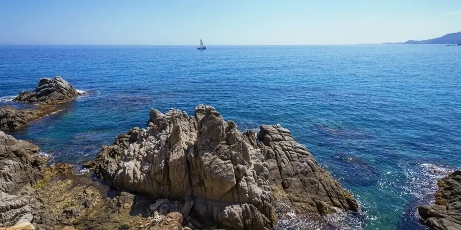 Un velero navegando cerca de la costa.