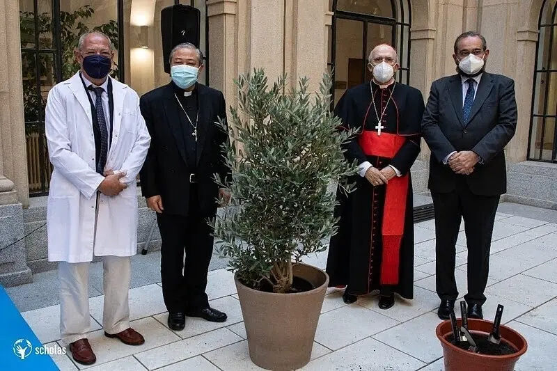 Jos&eacute; Mar&iacute;a del Corral, Presidente de Presidente de la Pontificia Scholas Occurrentes; Bernardito Auza, Nuncio Apost&oacute;lico en Espa&ntilde;a; Carlos Osoro, Arzobispo de Madrid, y Alfonso Bull&oacute;n de Mendoza, presidente de la ACdP y de la Fundaci&oacute;n San Pablo CEU