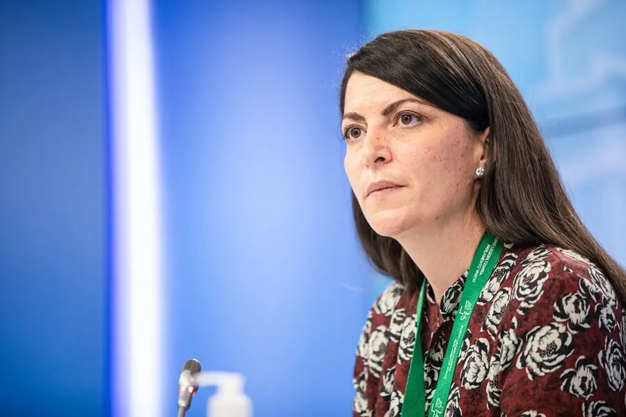 Archivo - La secretaria general Vox en el Congreso, Macarena Olona, anuncia la interposici&oacute;n de un recurso de amparo ante el Tribunal Constitucional, en el Parlamento Vasco, en Vitoria, &Aacute;lava, Euskadi (Espa&ntilde;a), a 19 de octubre de 2020. 