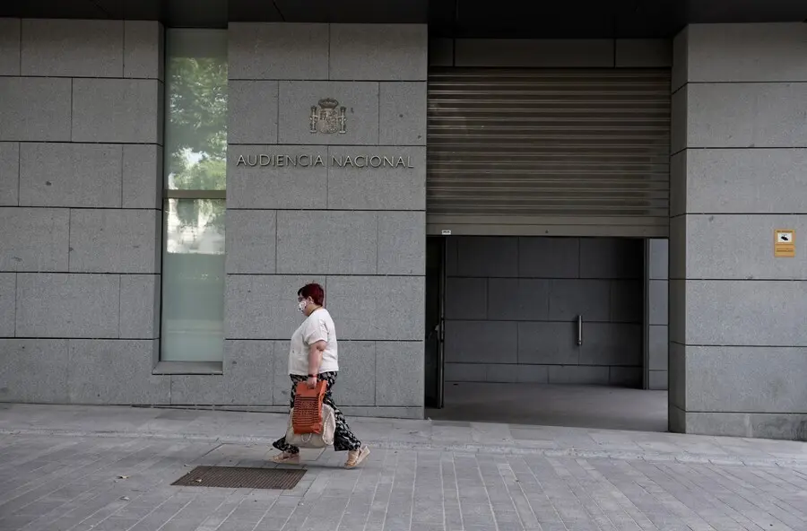 Entrada de la Audiencia Nacional el d&iacute;a en el que declara el inspector de la Polic&iacute;a Manuel Morocho en relaci&oacute;n al caso &lsquo;kitchen&rsquo;, a 15 de junio de 2021, en Madrid (Espa&ntilde;a). El juez de la Audiencia Nacional Manuel Garc&iacute;a-Castell&oacute;n interroga este martes co