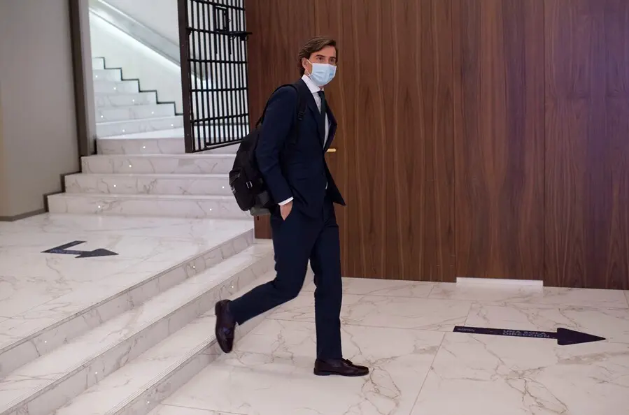 El vicesecretario de Comunicaci&oacute;n del PP, Pablo Montesinos, a su llegada a los Desayunos Informativos de Europa Press en el Auditorio El Beatriz Madrid, a 13 de julio de 2021, en Madrid (Espa&ntilde;a).