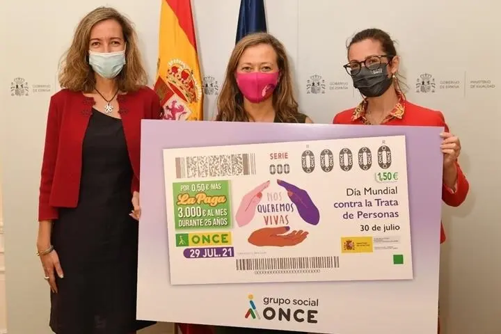 ONCE y el Ministerio de Igualdad presentan el cup&oacute;n del D&iacute;a contra la Trata