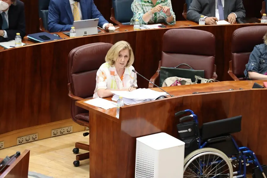 La consejera de Familia, Juventud y Pol&iacute;tica Social, Concepci&oacute;n Dancausa, durante una sesi&oacute;n plenaria en la Asamblea de Madrid, a 15 de julio de 2021, en Madrid (Espa&ntilde;a)