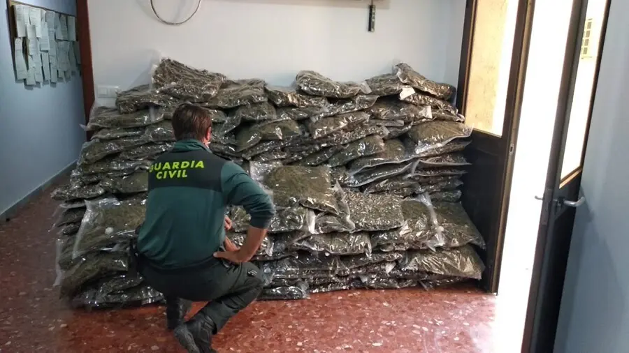 Archivo - Bolsas con cogollos de marihuana intervenidas en una  operaci&oacute;n de la Guardia Civil en una imagen de archivo