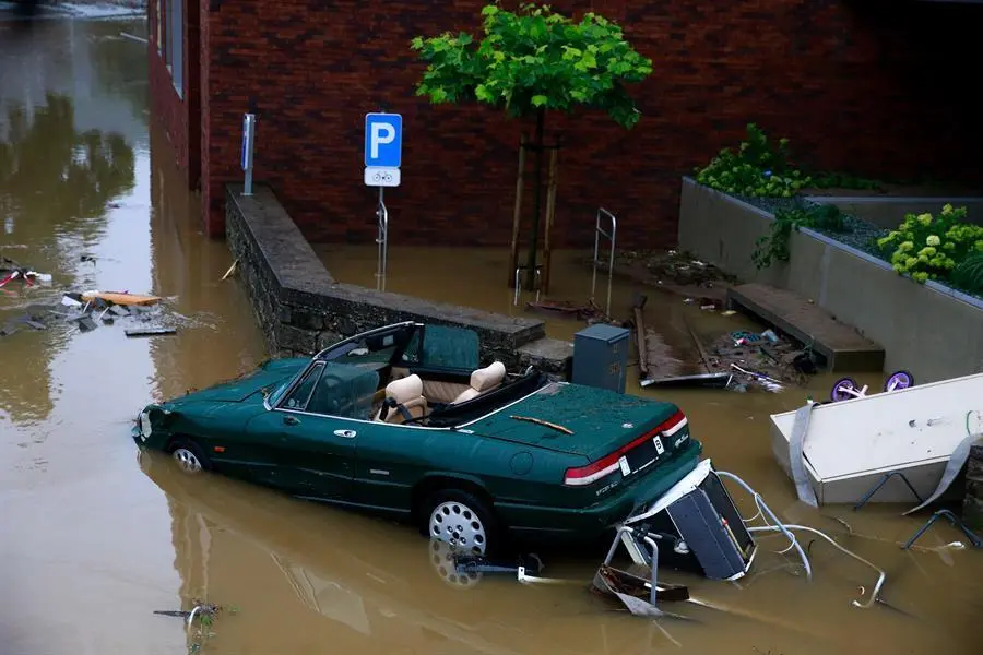 Destruction after heavy rains caused flooding in Theux, Belgium, 15 July 2021. Heavy rains have caused widespread damage and flooding in parts of Belgium. (Inundaciones, B&eacute;lgica) EFE/EPA/STEPHANIE LECOCQ