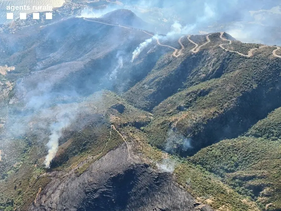 Incendio forestal en Llan&ccedil;&agrave; (Girona), el 17 de julio de 2021.